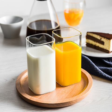 Breif Transparent Borosilicate Glass Cup Rectangle Single Layer Insulated Tea Juice Cup Lead-free Milk Mug Office Water Cup ► Photo 1/6