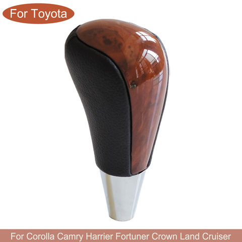 Gear Automatic Shift Lever Stick Knob For Toyota Corolla Camry/Harrier Fortuner Crown Walnut Leather Car Styling ► Photo 1/6