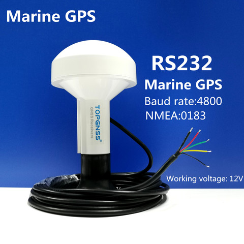 4800 baud rate 12V RS232 NMEA protocol GPS chips boat marine GPS receiver module antenna RS-232, Mushroom housing with bracket ► Photo 1/4