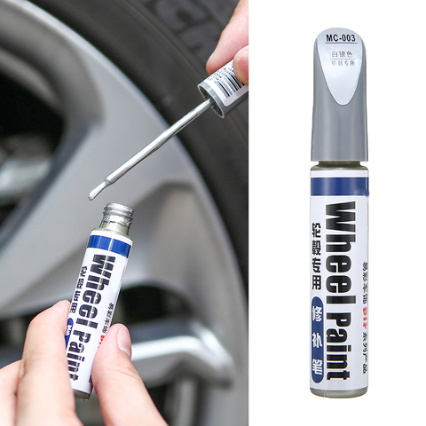 New Arrival 1pc 12ml Silver Alloy Wheel Touch Up Pen Repair Paint Curbing Scratch Maker With Brush ► Photo 1/5