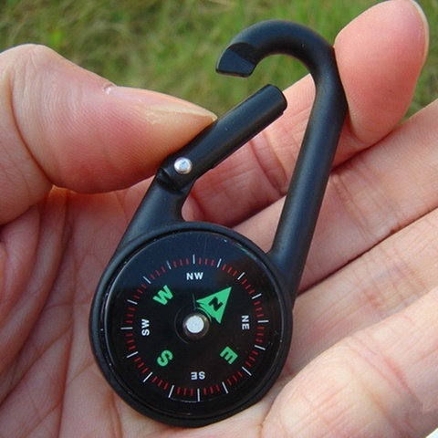 Multifunctional Smart Hiking Metal Plastic Carabiner Mini Compass Thermometer Keychain (Random Color) ► Photo 1/1