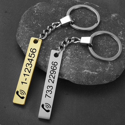 Custom Engraved Keychain Car Logo Name Stainless Steel Personalized Gift Customized Anti-lost Keyring Key Chain Ring SL-026 ► Photo 1/6
