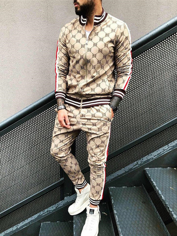 Muscle Brother Sport Suits European American Trends 3D Print Fitness Zipper Hoodies Sweatpants Slim Casual Fashion Tracksuits ► Photo 1/6