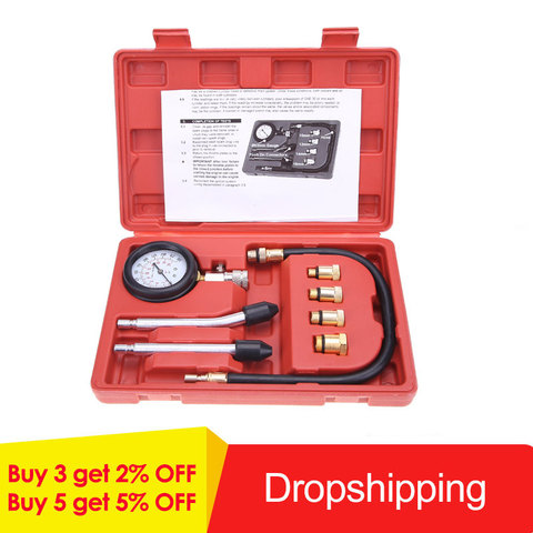 Compression Tester Pressure Gauge Tester Kit Motor Auto Petrol Gas Engine Cylinder Car Motorcycle Pressure Gauge with Adapter ► Photo 1/6