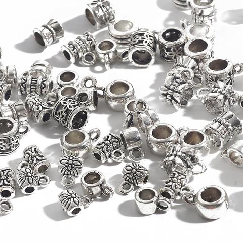 20-200pcs Flower Silver Plated Loose Tube Bead Spacer Beads For Jewelry Making Tube Charms DIY Bracelet Necklace Accessories ► Photo 1/6