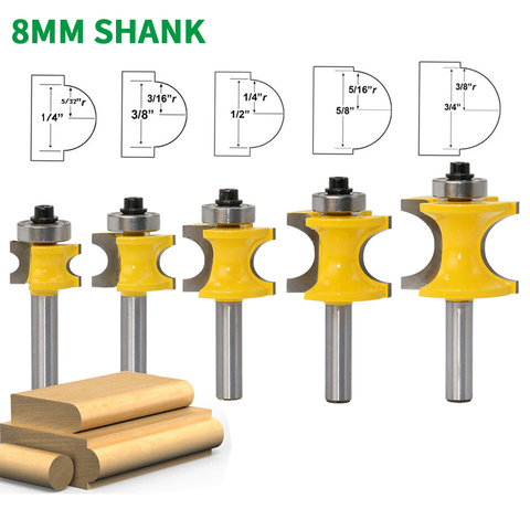 1PC 8MM Shank Milling Cutter Wood Carving Bullnose Router Bit Set C3 Carbide Tipped Concave Radius Milling Cutters Woodworking ► Photo 1/6