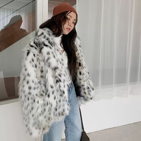 Fashion casual lady fur coat fox fur coat medium long suit collar leopard print fur fur coat Korean version of jacket ► Photo 1/6