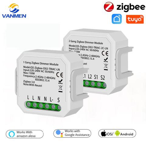 Tuya Zigbee Smart Switch Dimmer Module,APP Remote Control,Smart Home Voice Control Work With Google Home/Alexa/Siri ► Photo 1/6