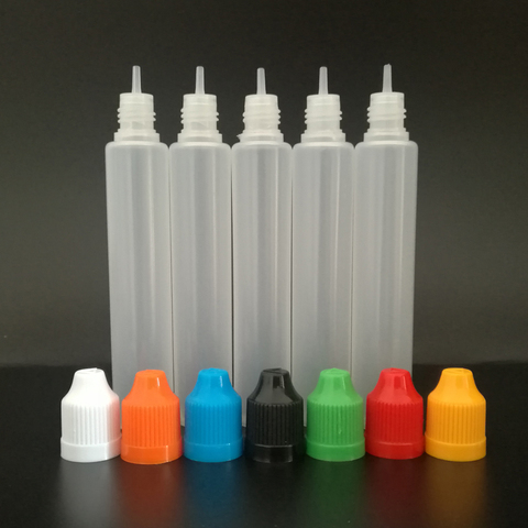 5Pcs 30ml/60ml LDPE Plastic Squeezable Pen Type Dropper Bottle E-Liquid Ink Childproof Cap Long Thin Tip Vape juices Containers ► Photo 1/6
