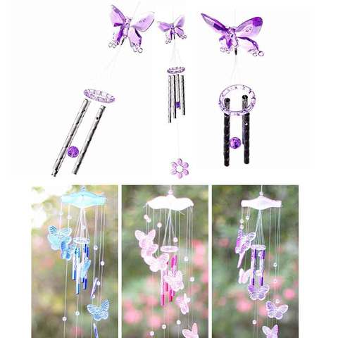 Creative Crystal Butterfly Mobile Wind Chime Bell Garden Ornament Gift Yard Garden Living Hanging Decor Art Home Decoration ► Photo 1/5