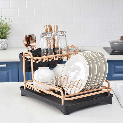 2/3 Tiers adjustable Dish Drying Rack Dish Drainer Holder with Tray on  AliExpress