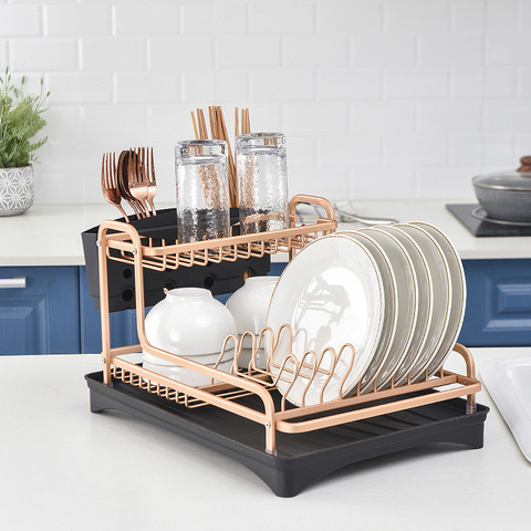 Stainless Aluminium Dish Drying Rack Kitchen Organizer Drainer Plate Holder Cutlery Storage Shelf Sink Accessories Drain Stand ► Photo 1/6