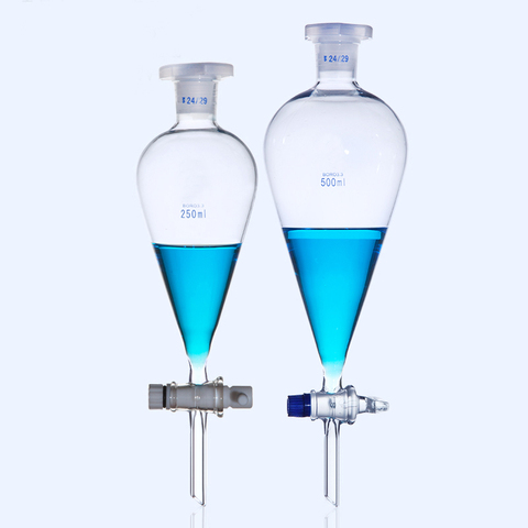 Lab Glass Pear shape separatory funnel Laboratory Separating Funnel with Glass or PTFE Stopper ► Photo 1/5