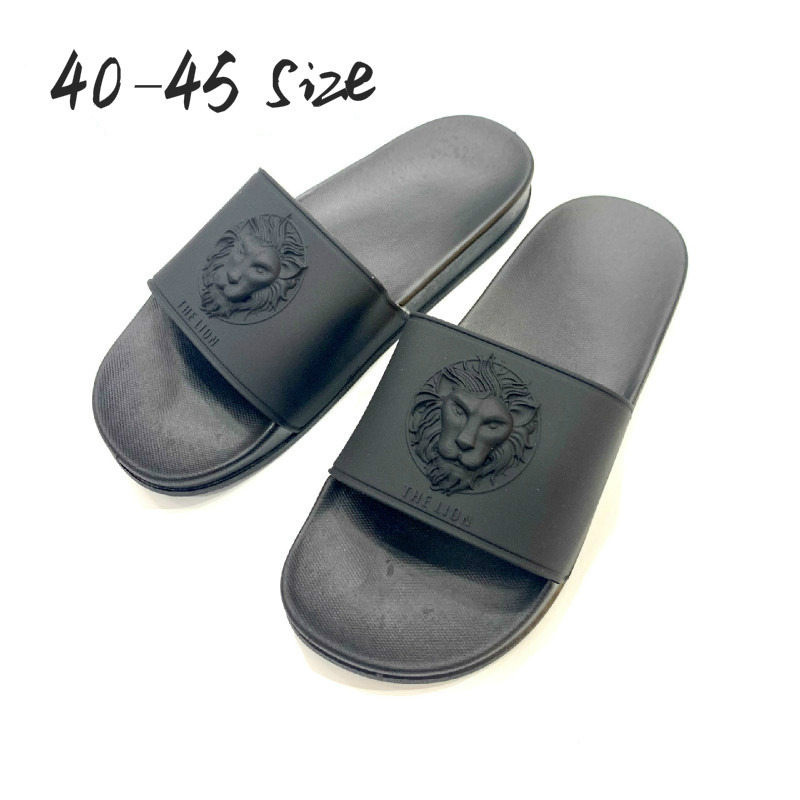 Lion Head Black Casual Slippers Men Fashion Outdoor Anti-slip