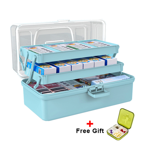 3 Tiers Medical Storage Box Multi-function Tools Organizer Box Transparent Cover First Aid Kit Portable Emergency Medical Kit ► Photo 1/6