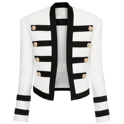 HIGH STREET Newest 2022 Designer Jacket Women's Color Block Collarless Lion Buttons Band Jacket ► Photo 1/6