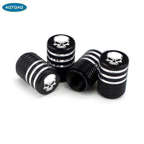 4Pcs/Set Car Tire Valve Stems Cap Knurling Style Skull Tire Valve Cap Aluminum Tire Wheel Stem Air Valve Caps Dustproof Caps ► Photo 1/6