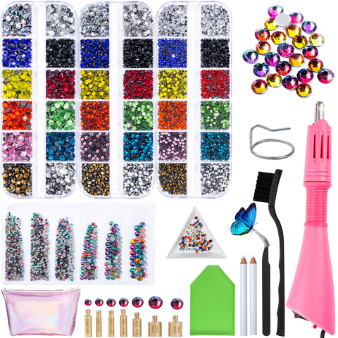 Hot Sale 7210 Pcs/Set Hot Fix Rhinestones Iron-on Wand Strass Hotfix Applicator/Flatback Crystal Glass Hot Fix Rhinestones New ► Photo 1/6