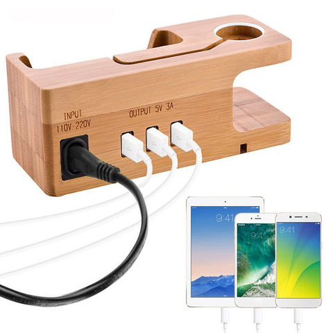 Besegad Bamboo Charging Charger Dock Mount Holder Station for Apple Watch iWatch Series 4 3 2 1 38/42mm iPhone 10 X 8 7 6s Plus ► Photo 1/6