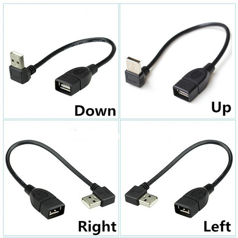 10cm 20cm 40cm 90 Degree Up & Down & Left & Right Angled USB 2.0 A Male to USB Female Extension Adapter Black cable ► Photo 1/5