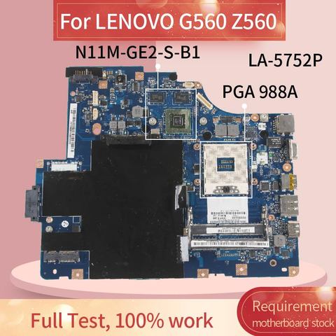 71FR1938117 Laptop motherboard For LENOVO G560 Z560 Notebook Mainboard LA-5752P PGA 988A HM55 N11M-GE2-S-B1 ► Photo 1/6