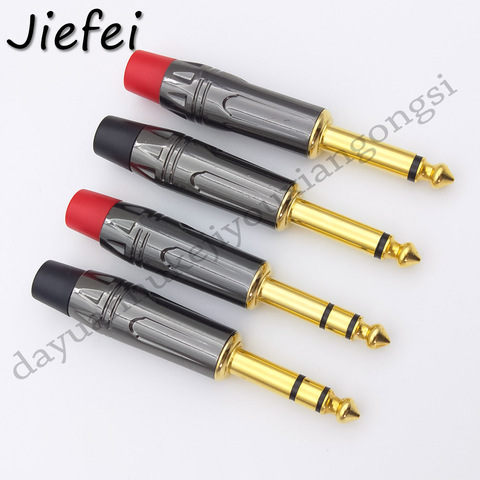 1Pcs 2 Pole Mono / 3 Pole Stereo Jack 6.35mm Connector Gold-Plated 6.3MM 1/4 Inch Plug Audio Microphone Cable Connector ► Photo 1/6