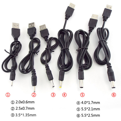 USB to DC 3.5*1.35mm 2.0*0.6mm 2.5*0.7mm 4.0*1.7mm 5.5*2.1mm 5.5*2.5mm Plug DC 5V Jack Power Extension Cable Connector ► Photo 1/6