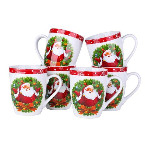 VEWEET SANTACLAUS 6-Piece Christmas Pattern Porcelain Tea Coffee Mug Cup Set Family Office Festival Party Milk Mug Cup Set Gift ► Photo 1/6