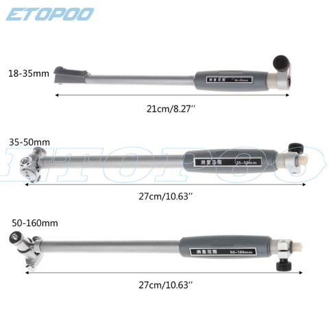 10-18mm 18-35mm 35-50mm 50-160mm Inner Diameter Gauge Measuring Rod + Probe Accessories  10mm indicator for choose ► Photo 1/6