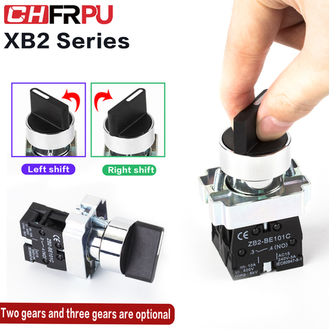 1PCS XB2-BD21 XB2-BD33  2/3 positions 1N0/1NC&1NO/2NO Latching self-Locking /Momentary selector push button switch ► Photo 1/5