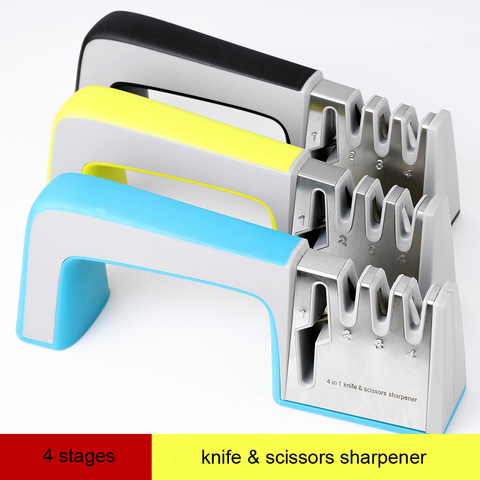 XITUO Kitchen Knife Sharpener 4 Stages 4 in 1 Diamond Coated& Fine Ceramic Rod Knife Shears and Scissors Sharpening System Tools ► Photo 1/6