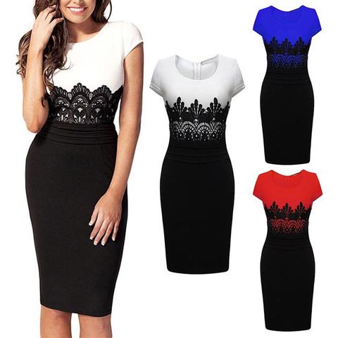 Sexy Vestidos Women Party Dresses OL Pencil Dress Summer Sleeveless Bodycon Midi Ladies Casual Slim Lace Large Size Dress ► Photo 1/6