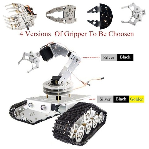 Robotic Mobile Platform RC Tank Chassis With 360 Degree and 6DOF Metal Robot Arm And Gripper Arduino Robot Set Raspberry Pi DIY ► Photo 1/6