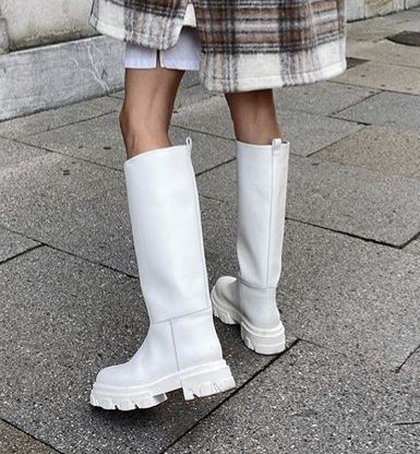 Luxury Brand New INS Hot Chunky Heels White Boots Fashion Platform Solid Round Toe Women Boots Cool Thick Bottom Casual Boots ► Photo 1/6