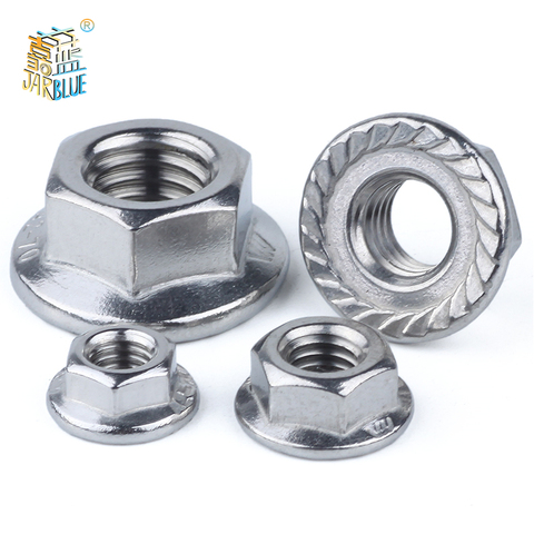 1/5/10pcs Inch 1/4 5/16 3/8 1/2 6-32 8-32 10-24 Unc America Coarse Form Lock Metal Heavy Prevailling Torque Flange Hexagon Nut ► Photo 1/6