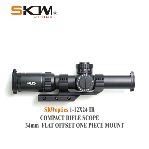 SKWoptics 1-12x26 Rifle scopes with 34mm CNC one piece mount rings Military Tactical reticle shock proof Riflescopes Hunting ► Photo 1/6