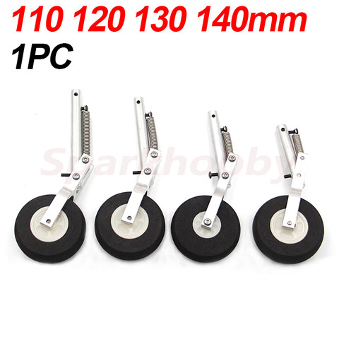 1PC 110mm 130mm Aluminum Alloy Retractable belt spring Landing Gear 45mm 50mm spomge wheel for Fixed Wing RC Airplane DIY Accs ► Photo 1/6