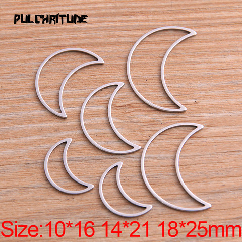 PULCHRITUDE 20Pcs 3 Size Moon Charm Stainless Steel Pendant Open Bezels Hollow Pressed Resin Frame Mold Bezel DIY Jewelry Making ► Photo 1/4