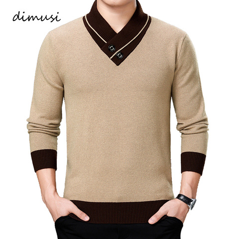 DIMUSI Autumn Winter Mens Sweater Casual Turtleneck Solid Color Sweater Mens Double-Collar Slim Fit Knitted Pullovers Clothing ► Photo 1/6