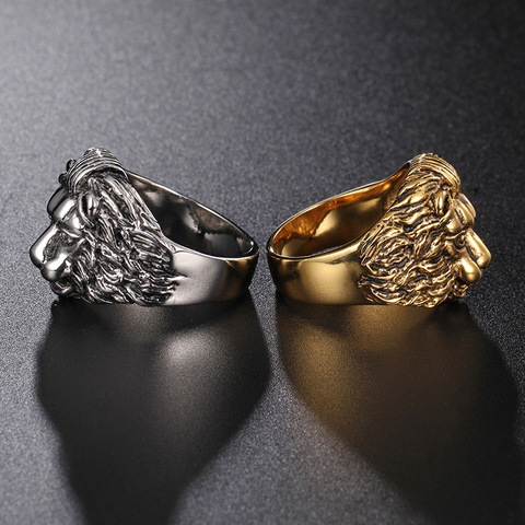 Domineering lion head ring king of the style of steel casting stone lion ring ► Photo 1/5