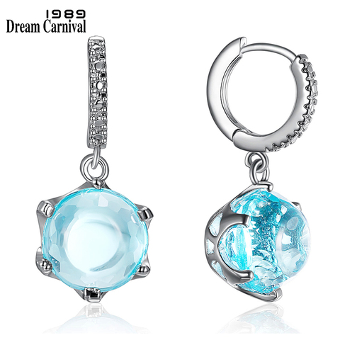 DreamCarnival1989 Hot Selling Special Cut Cubic Zircon Earrings for Woman Sky Blue Color Stone Elegant Jewelry Wholesale WE3819 ► Photo 1/6