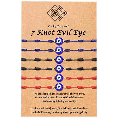 Turkish Lucky Evil Eye Bracelets For Women 6pcs/set Handmade Braided Red Black Rope 7 Knots Lucky Jewelry Friendship Bracelets ► Photo 1/6