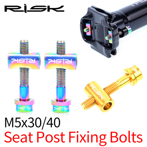 RISK 2pcs/box Mountain Road BMX Bike Bicycle Seat Tube M5x30 M5x40 Seat Post Fixing Bolts Screws Nuts With Washer Titanium Alloy ► Photo 1/6