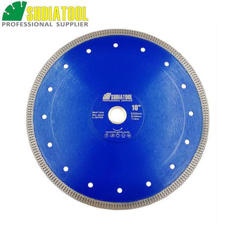 SHDIATOOL 1piece Dia 10inch/250mm Hot-pressed Sintered Diamond Blade Cutting Disc X Mesh Turbo Rim Segment Dry or Wet Saw Blade ► Photo 1/5