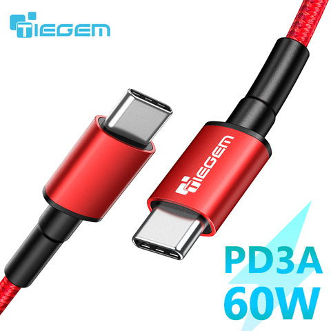 TIEGEM USB C to USB C Cable Fast Charging Quick Charge 4.0 3.0 USB-C Cable for Samsung Galaxy Note 10 s9  PD 60W 3A for macbook ► Photo 1/6