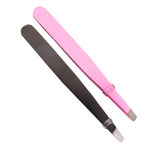 1PC Black/Pink Eyebrow Tweezer Hair Beauty Slanted Puller Stainless Steel Eye Brow Clips Hair Removal Makeup Tool TSLM2 ► Photo 1/6