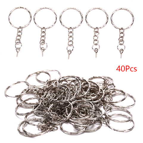 40Pcs/set Polished Key Ring Screw Eye Short Chain Split Ring Connector DIY Jewelry  Keychain Keyfob Accessories ► Photo 1/6