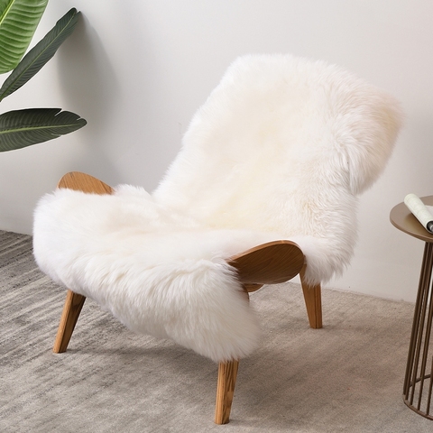 Premium  Quality Genuine Sheepskin fur 1 Pelt  Rug for chair ,single side shaggy sheep skin fur blanket for home decoration ► Photo 1/6