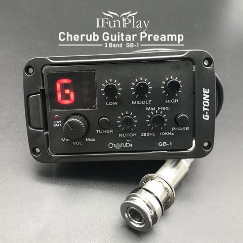 New Cherub Acoustic Guitar Preamp Guitar Equalizer 3-Band EQ with Tuner Phaser Notch Piezo Ceramic pick-up Free Shipping ► Photo 1/6