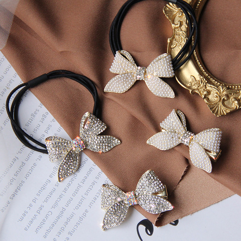 2022 Hot Sale Korean Rhinestone Elegant Scrunchies Women Girls Elastic Hair Rubber Band Accessories Tie Hair Ring Rope Headdress ► Photo 1/6